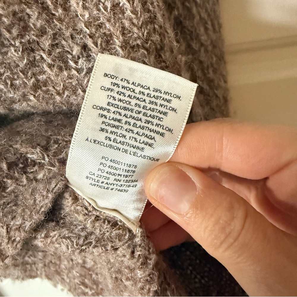 Aritzia Babaton Tessin Sweater Alpaca Wool Heather Natural Tan Size Small - Picture 7 of 7